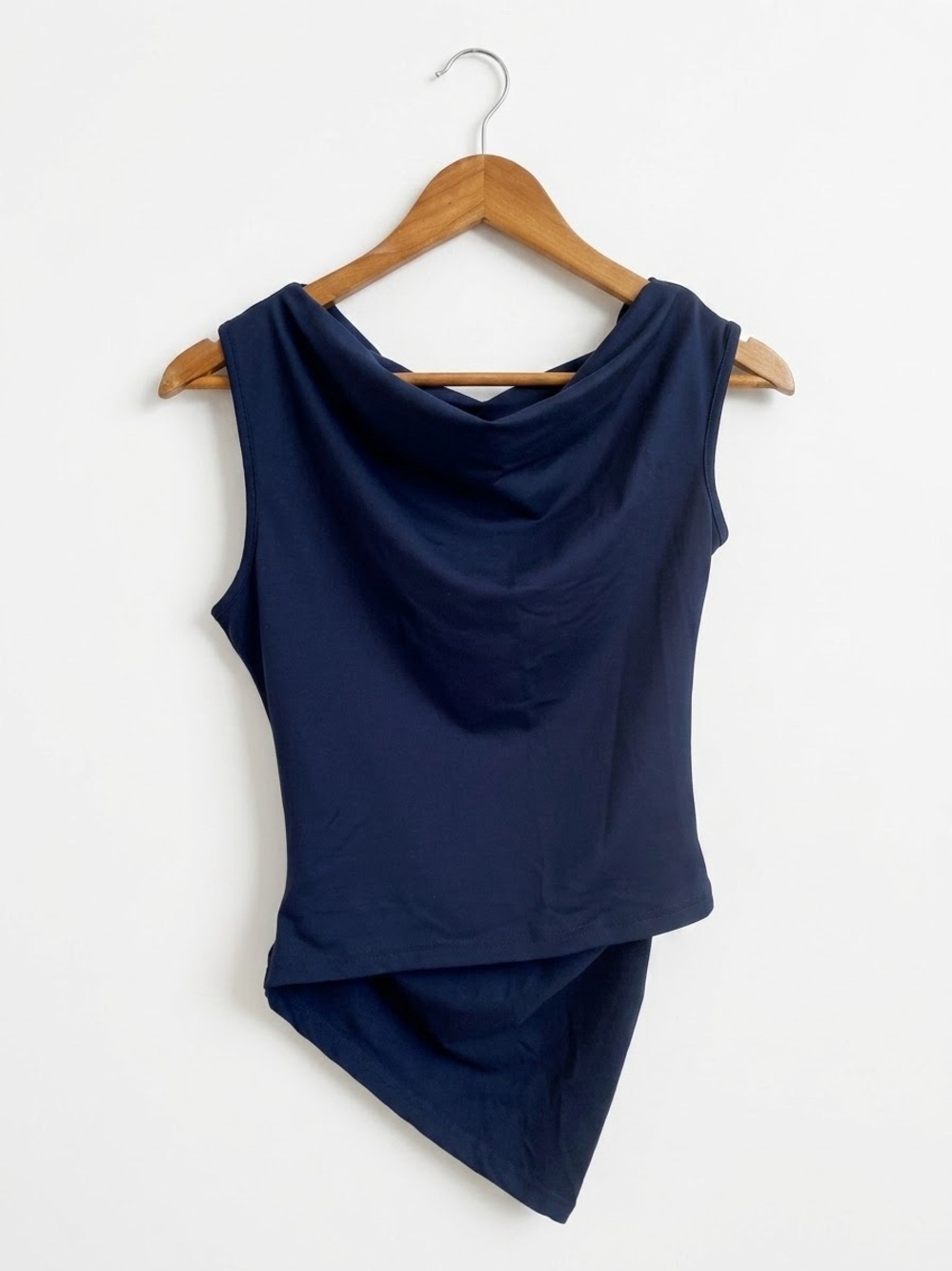 SHEIN Navy Sleeveless Asymmetrical Cowl Neck Tank